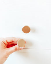 Load image into Gallery viewer, PREORDER | Flat Round Brushed Brass Gold Circle Draw Pull Cabinet Handle Knob Replacement Australia |Scandi Boho Luxe Nursery DIY|ONE handle
