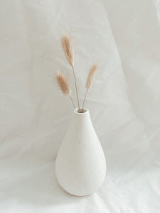 Small speckled handmade cream white bulb vase | Boho Coastal Decor