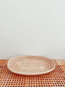 Oval Rattan Display Tray Platter | Boho Coastal Decor