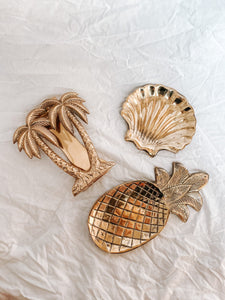 Solid Brass Pineapple Dish Jewellery Display Tray | Boho Luxe Art Deco Coastal Decor