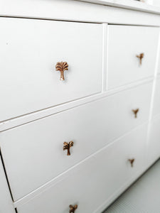 Small Brass Palm Drawer Pull Cabinet Handle Knob Replacement Australia | Scandi Gold Brass Coastal Boho Nursery DIY | ONE handle
